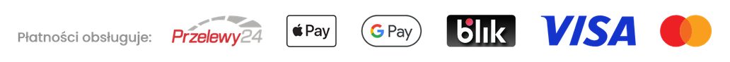 Płatności obsługuje Przelewy24: Apple Pay, Google Pay, BLIK, Visa i Mastercard